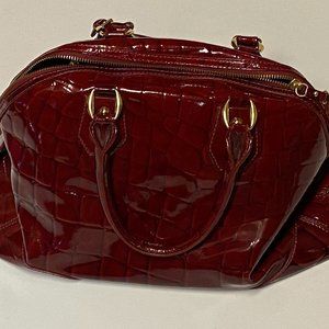 Maxx New York Red Croc-Embossed Shoulder Bag